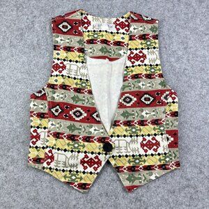 VTG Stampede Western Vest Womens S Aztec Rodeo Cowgirl Cotton Twill USA Made*